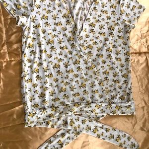 Cute flower shirt with open front and back